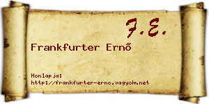 Frankfurter Ernő névjegykártya